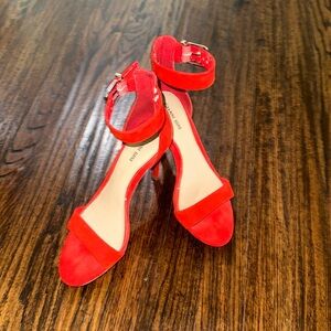 Gianni Bini Lizette Red Suede Ankle Strap Sandal Heels Size 9